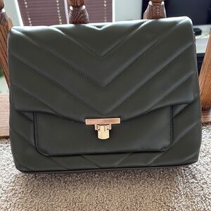 “A New Day”  Quilted crossbody bag, army green in color; NWOT